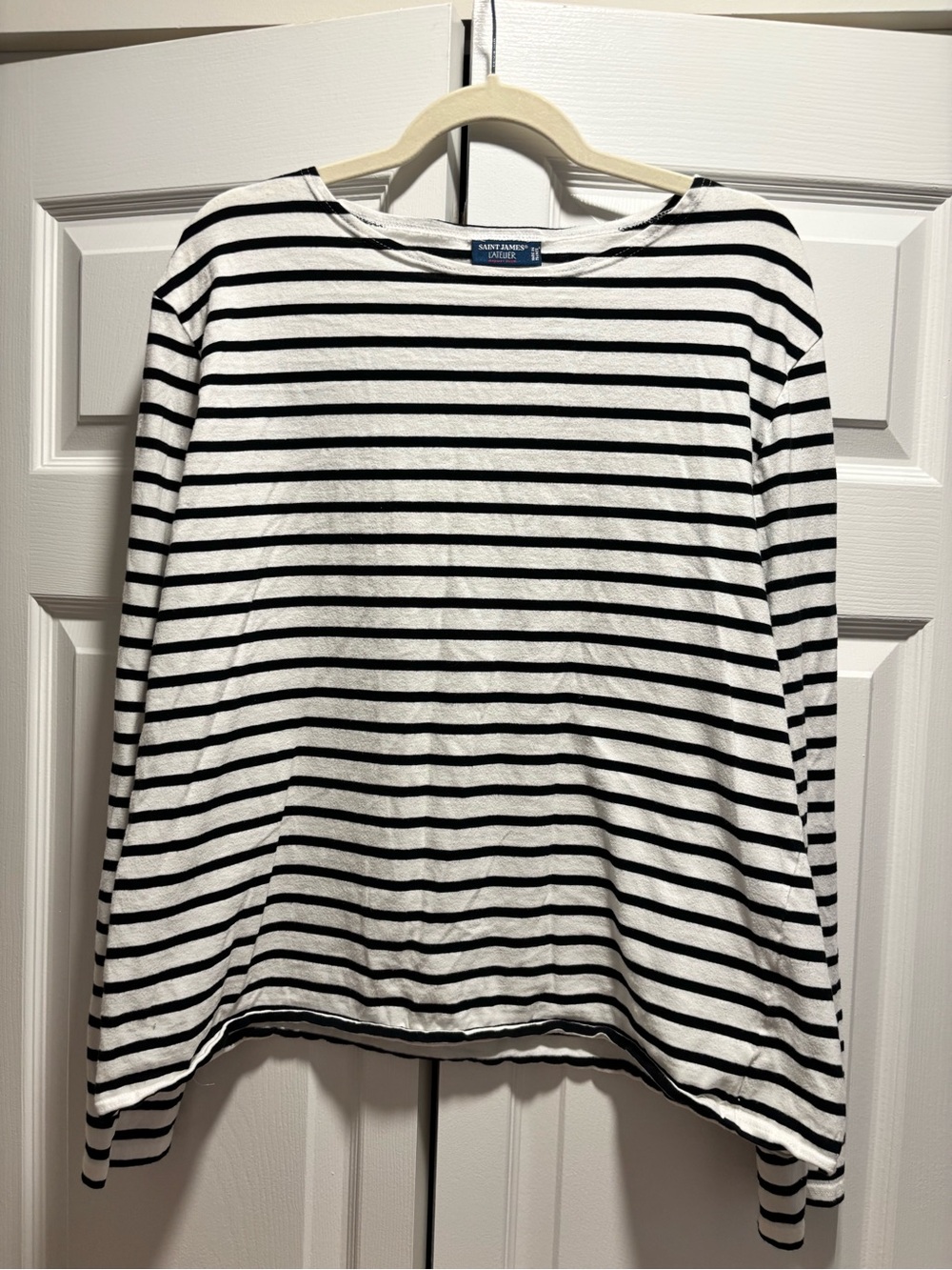 Saint James Black and White Striped Long-Sleeve Tee